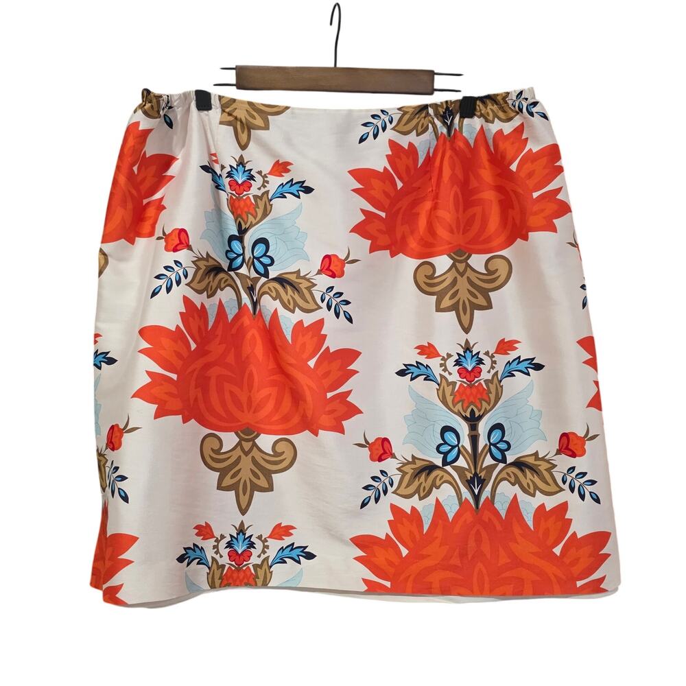 Talbots Floral Silk Pencil Skirt White / Orange Size 22W Petite - Picture 2 of 5